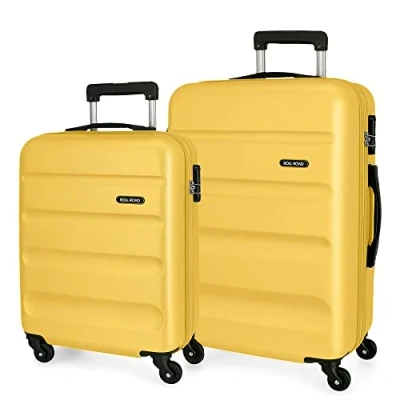 Immagine di ROLL ROAD Flex Set di valigie Ocra 55/65 cm Rigida ABS Chiusura a combinazione laterale 92L 5,74 kg 4 Ruote, giallo, Taglia unica,