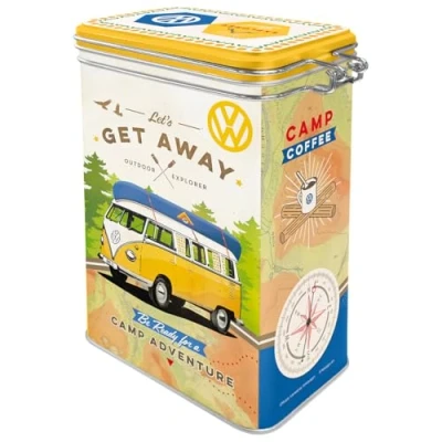 Immagine di Nostalgic Art Contenitori da caffè retrò Bulli T1 Let&#039;s Get Away Idea Regalo per i Bus VW, con Coperchio Salva Aroma, Design Vintage, 1,3 l