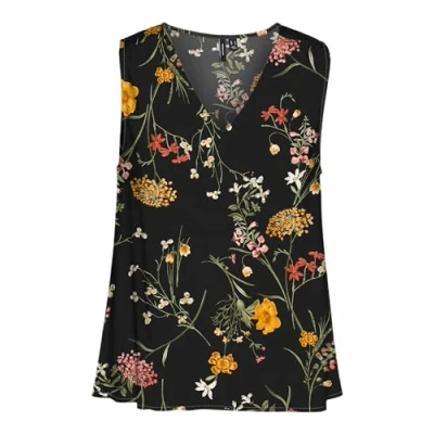 Immagine di VERO MODA Vmeasy Joy Maglia con Scollo a V, S/L Top, Black/AOP: vicka, L Donna