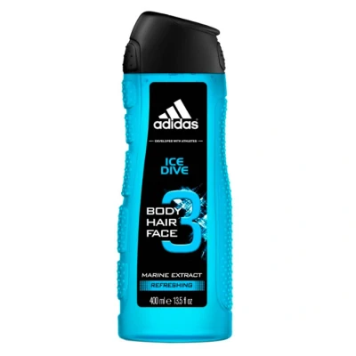 Immagine di adidas Gel doccia 3 in 1 Ice Dive per lui, con profumo fresco e acquatico, 400 ml