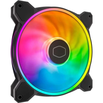 Immagine di Cooler Master MasterFan MF140 Halo2 ARGB Custodia e ventola di raffreddamento, RGB doppio anello, lame bilanciamento ingrandite, sensore inceppamento, driver IC aggiornato 140mm