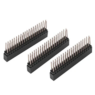 Immagine di Pin Header, Akozon 3 Pezzi 2.54mm 40 Intestazioni a Perno Corto Doppia Fila Separabili Header Femmina Connettore Kit per Raspberry Pi, Scheda PCB