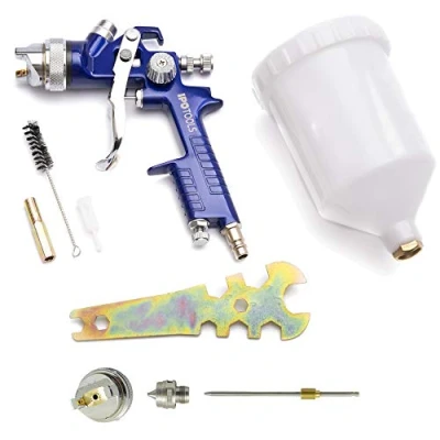Immagine di Pistola per verniciare a spruzzo HVLP H 827P Pistole con ugello in plastica da 600 ml e un acciaio inox 1,3 mm + set di 1,7