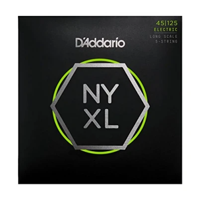 Immagine di D&#039;Addario NYXL45125 Corde avvolte in nickel per basso a 5 corde, scalatura leggera gli alti/media i bassi, scala lunga, 45 125