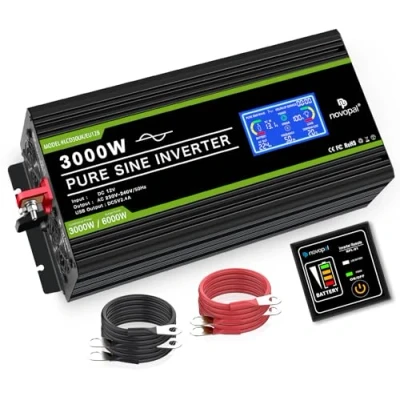 Immagine di NOVOPAL 3000W Onda Sinusoidale Pura Power Inverter DC 12v in AC 220v con Display LCD Intelligente 2 EU Presa Uscita USB and 5 Metri di Telecomandoper per Camion Camping Macchina da Caffè