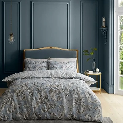 Immagine di Catherine Lansfield Bridgerton Set copripiumino reversibile con federe, motivo floreale, colore: blu