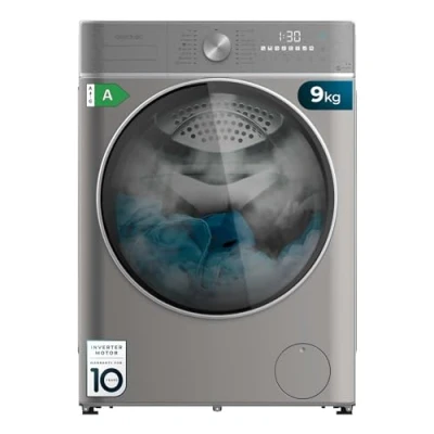 Immagine di Cecotec Lavatrice 9 Kg di carico frontale Bolero DressCode 9800 Inverter Steel A. 1400 giri/min, classe A, 16 programmi, motore Plus, SteamMax, OnSmart, SpaCare, Fuzzy Logic e Display Touch