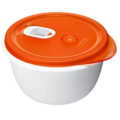 Immagine di Rotho Micro Clever Vaschetta per Microonde con Coperchio e Valvola, Plastica (PP) senza BPA, Rosso/Bianco, 1.6 L, 19.0 x 10.5 cm