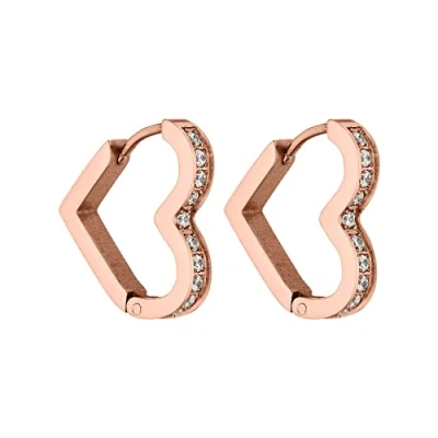 Immagine di PURELEI® orecchini Glitter Heart (oro rosa), in Acciaio inox durevole con pietre preziose, a cerchio forma di cuore, lunghezza 16 mm, larghezza 17 inossidabile