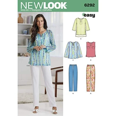 Immagine di New Look Cartamodello 6292: Tunica o Top da Donna, Taglia A, Carta, Bianco, Size: A (10 12 14 16 18 20 22)