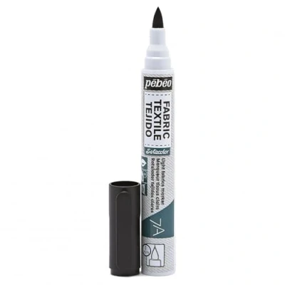 Immagine di Pébéo 803414 7A Pennarello con punta a pennello, 1 mm, colore: Nero