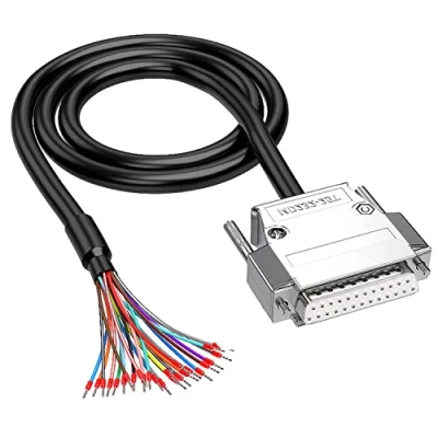 Immagine di XMSJSIY DB25 cavo di prolunga seriale RS232 a 25 pin, senza saldatura, ricambio con nudo 1 m (DB25 femmina)