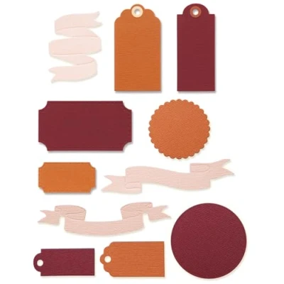 Immagine di Sizzix Set di Fustelle Thinlits Etichette e banner vintage, Plastica Carta, One size