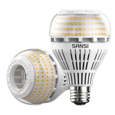 Immagine di SANSI Lampadina LED a Risparmio Energetico E27, 27W (equivalenti 250W), 3000K Luce Bianco, Alta lLuminosità 4000 lumen, Non Dimmerabile, Angolo del fascio di 270, Ø7.7 * 12cm, Confezione da 2