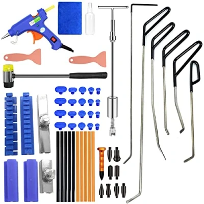 Immagine di MENQANG Kit di riparazione ammaccature, 6 tipi barre ferro e 2 in 1 T Bar per riparare ammaccature sulla superficie dell&#039;auto