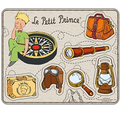 Immagine di PLANÈTE BOIS le Petit Prince Aviatore Educativo Il Piccolo Principe 865004 6 Pezzi Legno Gioco per Bambini Puzzle 21,5 cm x 17,5 A Partire dai 18 Mesi, Multicolore,