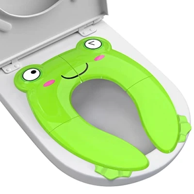 Immagine di Maliton Riduttore Wc Bambini,Vasino Portatile Per Bambini da Viaggio,Può Essere Riutilizzato Portatile,Facile Pulire, Allenamento Antiscivolo, Con Custodia, Adatto il Viaggio Rana Verde