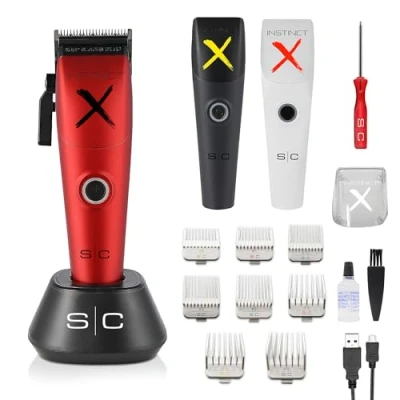 Immagine di Tagliacapelli Uomo Professionale Stylecraft Instinct X Clipper by Gamma Più, Regolabarba Motore Vector, Intuitive Torque Control, 180 Min di Autonomia, Lama Regolabile 0 Gap, 8 Pettini, 3 Cover