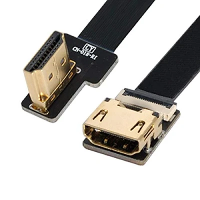 Immagine di Xiwai CYFPV Cavo piatto HDMI maschio a femmina FPC ad angolo sinistro, per fotografia aerea multicottero HDTV (0,5 m)