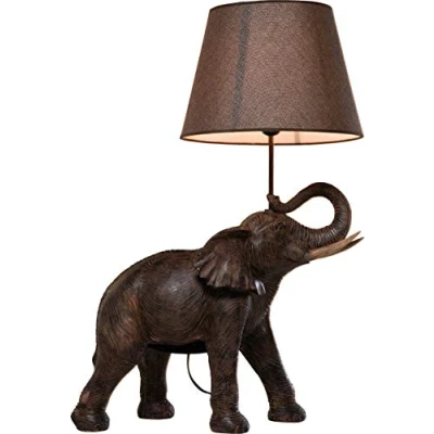 Immagine di Kare Design lampada da tavolo Elephant safari, marrone, 74cm, abat jour, lampadina commó, luce atmosferica indiretta, elefante, stile lampadine E27 non incluse, 74x53x33cm (A/L/P)