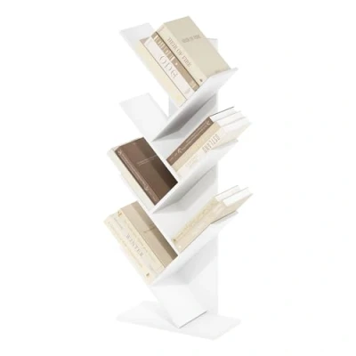 Immagine di Furinno Tree Bookshelf Libreria ad albero da terra a 7 livelli, Bianca