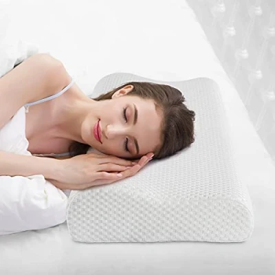 Immagine di Findigit Cuscino Cervicale in Memory Foam, Guanciale Ergonomico per Letto a Doppia Onda, Federa Rimovibile e Lavabile (60 x 35 11/9 cm)