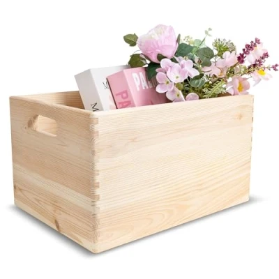 Immagine di Creative Deco XXL Grande Scatola in Legno 40 x 30 24 cm (+/ 1 cm) Scatole con Maniglie Cassetta Conteniore Portaoggetti Portagiochi Ideale per Decoupage Documenti e Attrezzi