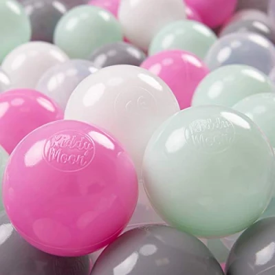 Immagine di KiddyMoon 700 Palline/7Cm Palline Morbide Colorate Per Piscina Bambini Fatto In EU, Trasparente/Grigio/Bianco/Rosa/Menta
