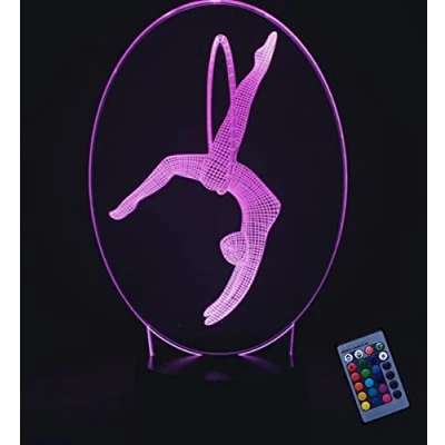 Immagine di Illusione Ottica 3D Ginnastica Luce Notturna 16 Colori Mutevoli Telecomando USB Potere Toccare Cambiare Arredamento Lampada LED da Tavolo Bambini Brithday Natale Regalo