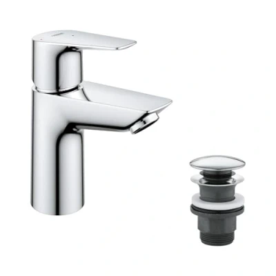 Immagine di Grohe Start Edge Miscelatore Monocomando per Lavabo Taglia S, Cromo, con piletta clic clac, mousseur portata limitata a 5,7 l/min, Installazione veloce, 23900001