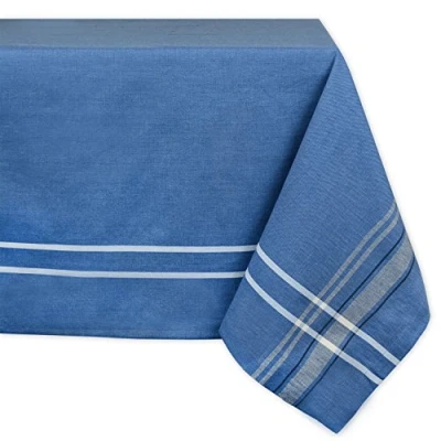 Immagine di DII Tovaglia in lino con motivo a righe francesi, 60 x 84 cm, colore: Chambray blu