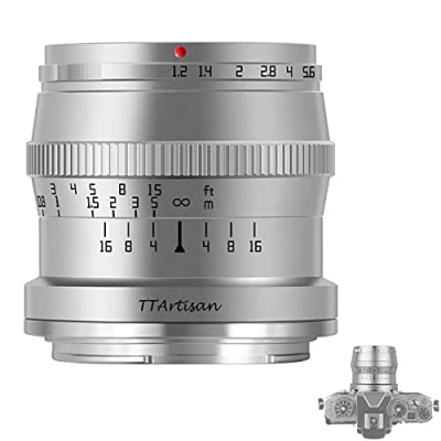 Immagine di TTArtisan 50mm F1.2 Obiettivo APS C MF Per Fotocamere FX Mount X A1 A10 M1 M2 H1 T1 T10 T2 T20 T3 T4 T100 T200 T30 PR01 XS10 e altro. (d&#039;argento)