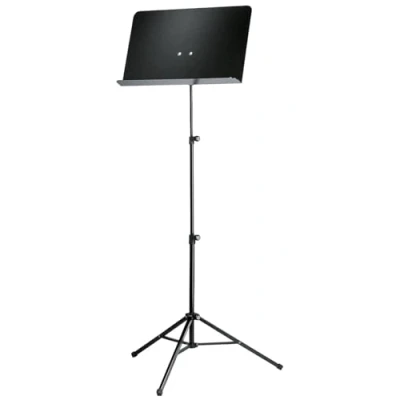 Immagine di K&amp;M 10068 Leggio d&#039;orchestra scolastica nero altezza regolabile da 55,5 a 119 cm Supporto per spartiti con ripiano inclinabile