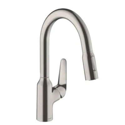 Immagine di hansgrohe Focus M42 Miscelatore cucina monocomando 180, doccetta estraibile, 2 getti, acciaio inox, 71801800