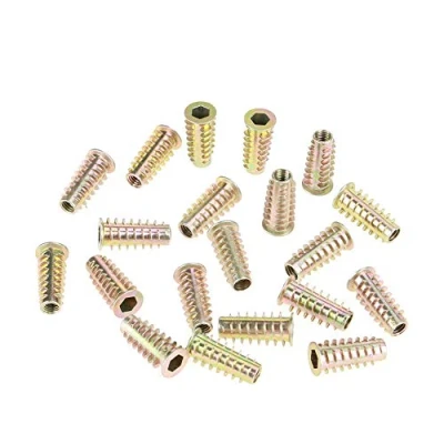 Immagine di M6 * 25mm Dadi Tipo testa a esagonale filettata Lega di zinco Mobili esagono incassato per kit inserti in legno 20 pezzi