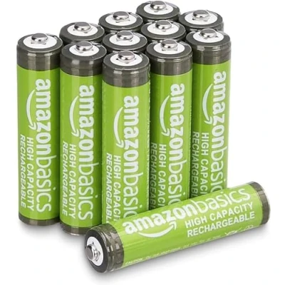 Immagine di Amazon Basics Batterie AAA ricaricabili, ad alta capacità, 850 mAh, NiMH, pre caricate, confezione da 12