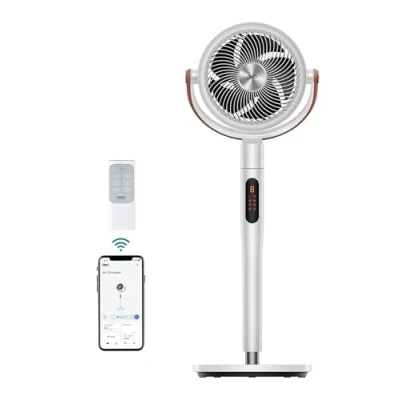 Immagine di Dreo ventilatore intelligente silenzioso 25dB, 30M di vento, 1500m3/h volume d&#039;aria, turbo circolatore, altezza 110CM, 6 modalità, 8 velocità, oscillante omnidirezionale 120+105, PolyFan 513S