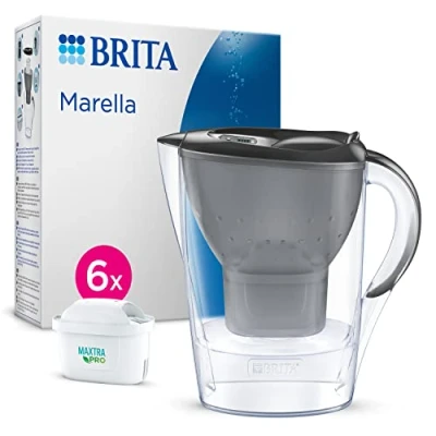 Immagine di BRITA Caraffa filtrante acqua Marella Grafite (2.4L) incl. 6 x filtri MAXTRA PRO All in 1 che riduce cloro, calcare, PFAS e metalli Eleganza funzionalità