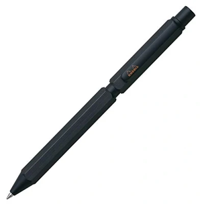 Immagine di RHODIA 9342C 3 in 1 scRipt Multipen 2 penne a sfera 0,5 mm nero &amp; rosso + porta mine, mina grafite Corpo esagonale alluminio spazzolato ricaricabile Gomma sotto il Pulsante