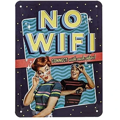 Immagine di Nostalgic Art Targhe Vintage No WiFi Idea Regalo per Amanti della Nostalgia, in Metallo, Design Retro Decorazione, 15 x 20 cm