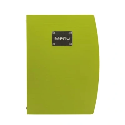 Immagine di SECURIT Porta Menu Linea Rio Per Caffè, Ristoranti, Bar Formato A4 Placca Serigrafata In Acciaio Inox Con Scritta Menù 1 Doppio Inserto Incluso Colore Verde