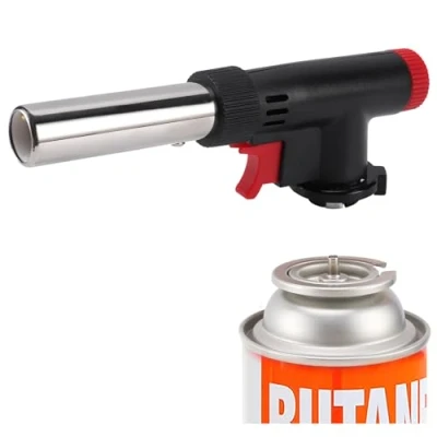 Immagine di JDHON Cannello a Gas,Cannello da Cucina,Bruciatori Cucina,Torcia Cucina con Fiamma Regolabile per Barbecue,Dolci,Cucina,Campeggio,Saldatura (Butano Non Incluso) Nero