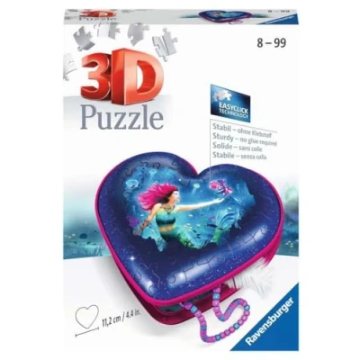 Immagine di Ravensburger Scatola a Forma di Cuore Incantevoli Sirene Meerjungfrauen Puzzle 3D 11249 Scatola, 54 Pezzi, Partire dagli 8 Anni in su, Colore Bianco,