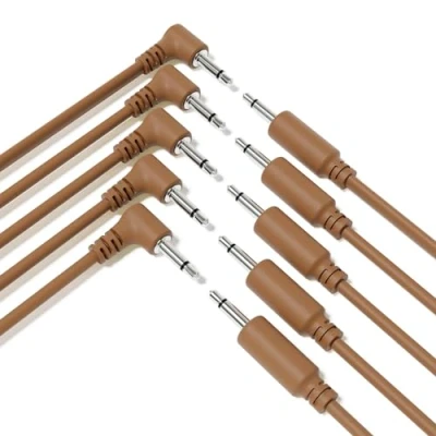 Immagine di ExcelValley 5 Pack Cavi Ibridi Modulari Patch Mono TS 3,5mm 1/8&quot;Eurorack Synth Sintetizzatore [Marrone 180cm 71&quot;]