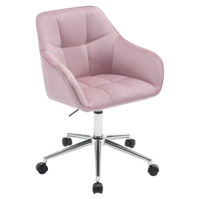 Immagine di WOLTU Sedia Ufficio, Poltroncina da Scrivania Girevole, in Velluto con Braccioli e Rotelle, Regolabile Altezza, Trucco, Rosa+Argento, BS145rsw