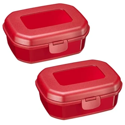 Immagine di Westmark Maxi 235222E3 2 contenitori per il pranzo, 935 ml, con chiusura a clic, altezza: ca. 7,4 cm, in plastica, colore: Rosso