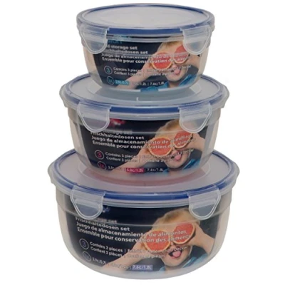 Immagine di Maturi Contenitori per alimenti Set di 3 con coperchi ermetici, senza BPA, 0,7 1,8 l