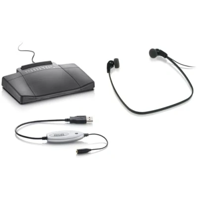 Immagine di Philips Transcription Set, ACC2310 USB 3 Pedale di design, cuffia, LFH0334, connettore LFH9034, Plug e Play, Senza software, antracite