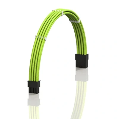 Immagine di LINKUP AVA 30cm PCI e 8 (6+2) pin GPU Cavo di Prolunga per PC Personalizzato con Guaina Intrecciata Alimentatore PSU Pettini┃Design Robusto Rigido┃Confezione Singola┃300mm Verde
