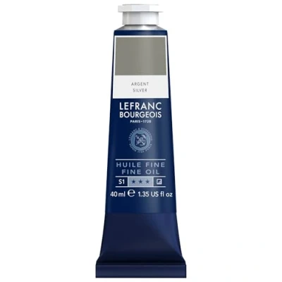 Immagine di Lefranc Bourgeois 301805 pittura a olio pregiata di ottima qualità, resistente alla luce e consistenza uniforme, tubo da 40 ml, ideale per telai, tele, tavole Argento